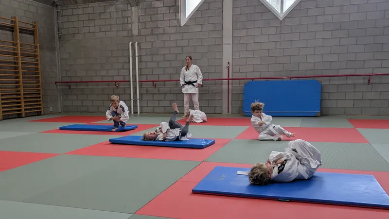 Kinderen leren judo technieken