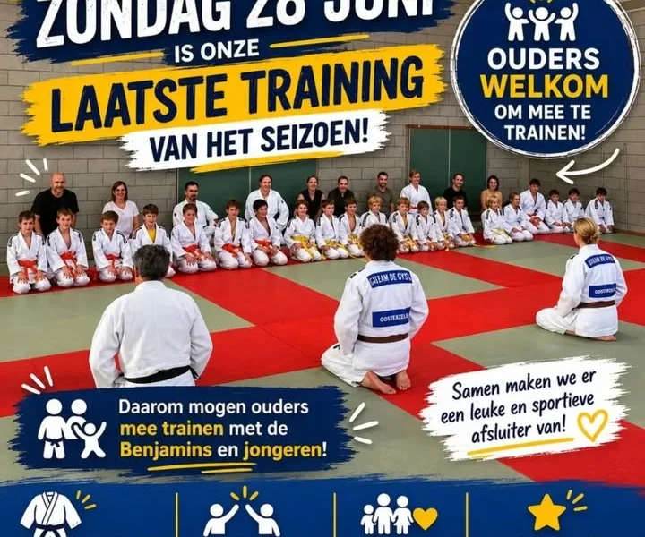 Niet vergeten. Morgen al de ouders welkom op de mat voor onze laatste training van dit seizoen. - afbeelding 1